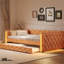 Lit de jour double TG avec canapé-lit rembourré et moderne avec lit gigogne et DEL pour le salon, la chambre à coucher, brun-1618366485