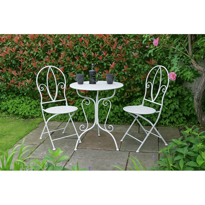 Omosede 2 - Person Patio Dining Set with Round Table, White