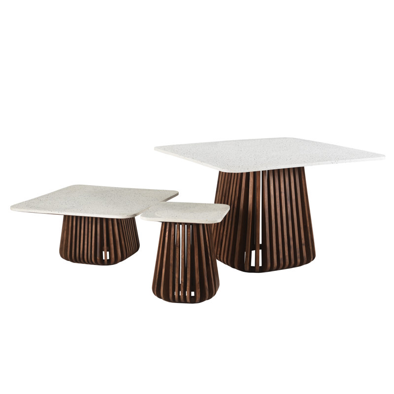 Kendall 46" Solid Wood & Terrazzo Square Dining Table