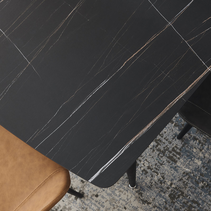 Table de salle à manger Demi-Mae, H 29,5 po x L 63 po x l 31,5 po, Plateau noir / base noire