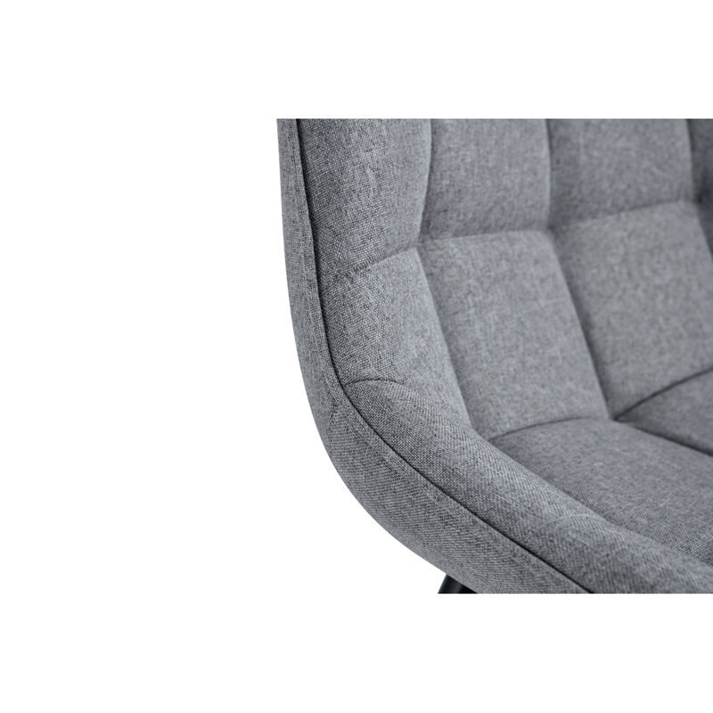 Chaise de salle à manger moderne en tissu avec motif de grille élégant, Gris foncé