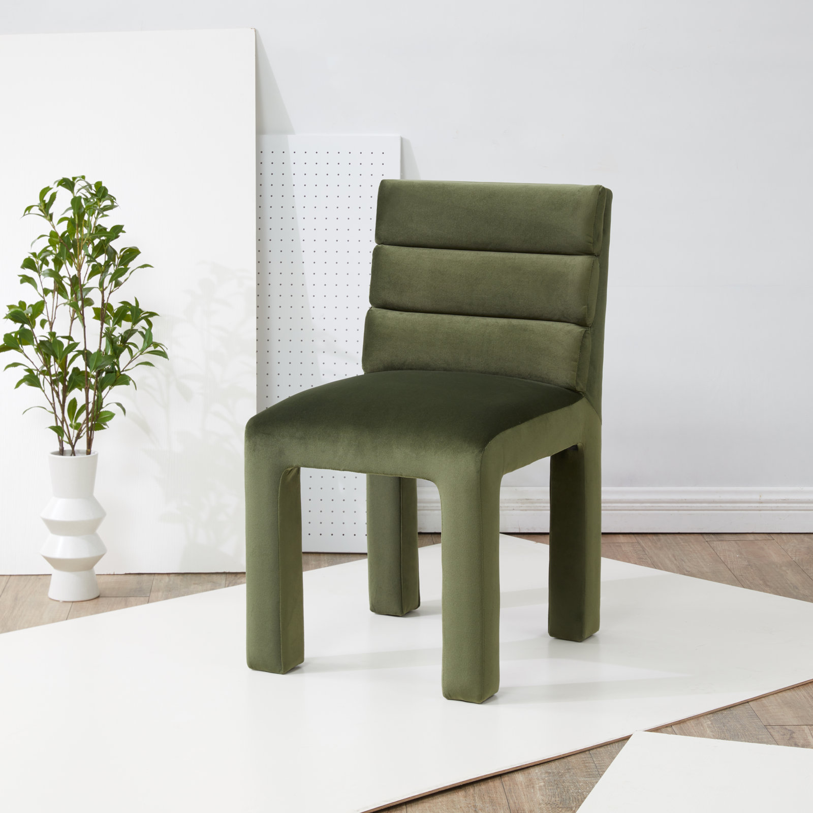 Shepha Side Chair, Forest Green Velvet
