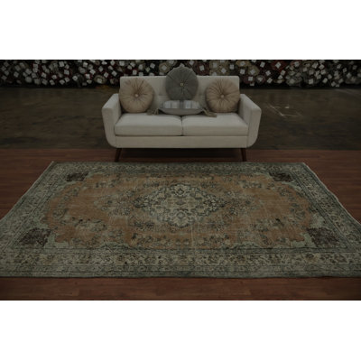 Authentic Distressed Oriental Turkish Rug 6x9