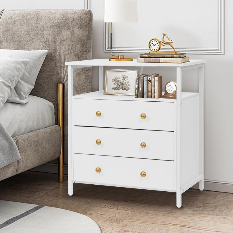 Table de chevet Jhadiel, Blanc / blanc