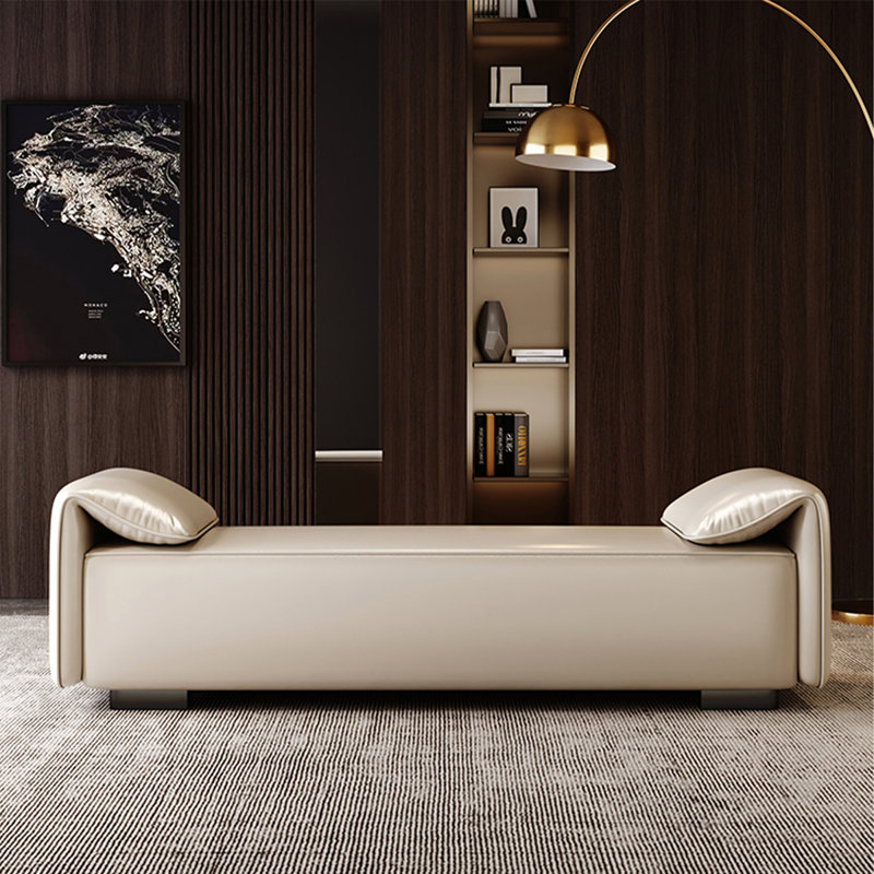 Banc avec revêtement, Beige,  H 16,93 po x l 70,87 po x P 19,69 po