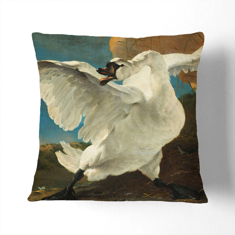 The Threatened Swan Scatter Cushion with Filling, 40cm H x 40cm W x 15cm D, Black