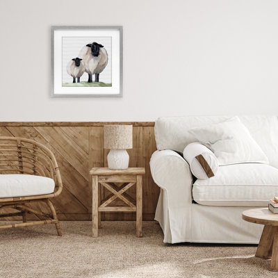 Sheep And Lamb Portrait Framed Print Under Glass, design by Michele Norman