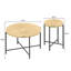 Ensemble de 2 tables basses et tables de bout à motif - Panneau de fibres à densité moyenne imperméable avec revêtement en PVC, conception cylindrique vieillie, pieds en métal noir - charme rustique classique, bois technique-130552020