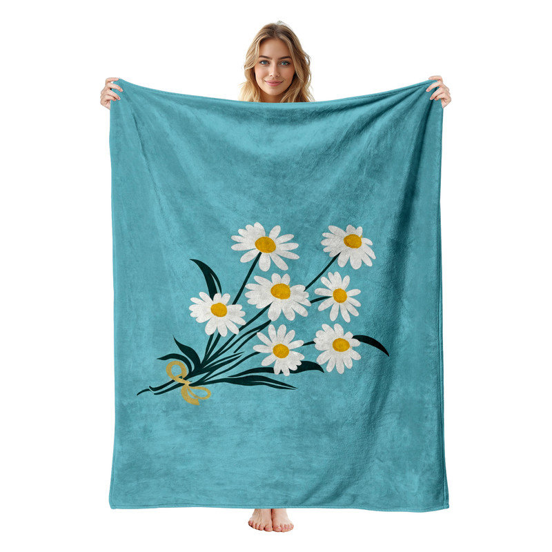 Jeté JYK, L 30 po x l 40 po, White Daisies Blue