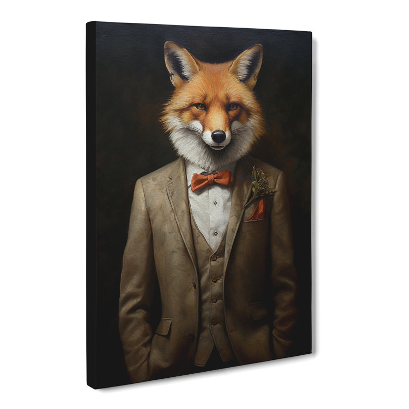 Fox in a Suit Painting No.2 - Wrapped Canvas, 76cm H x 50cm W x 3cm D