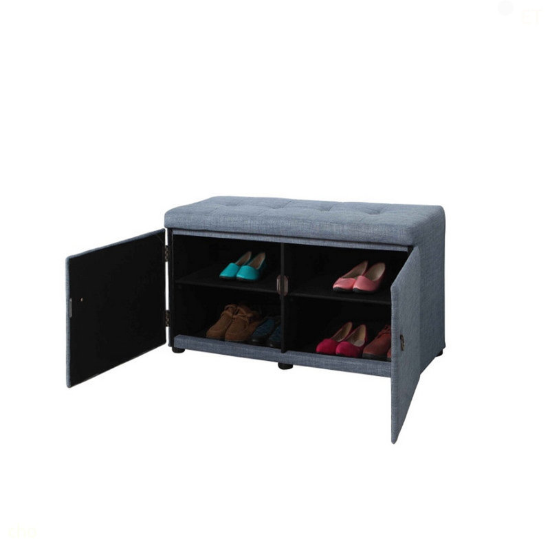 18" Tall Storage Ottoman, Slate Blue, Blue