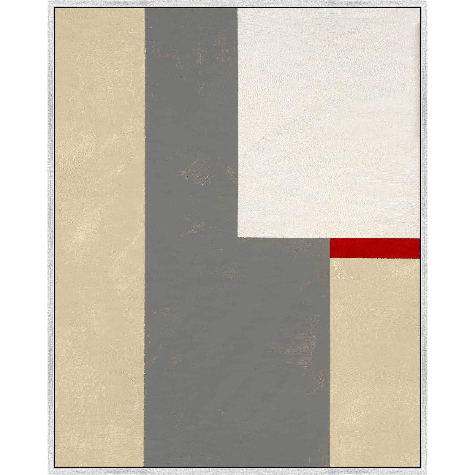Slice Of Red 2 by Robert Kamnatnik, Silver Framed Canvas, 38" H x 30" W x 1.38" D