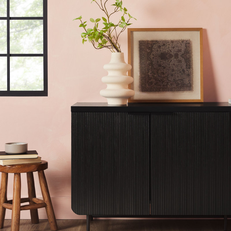 Reeded 4-Door Sideboard, Black