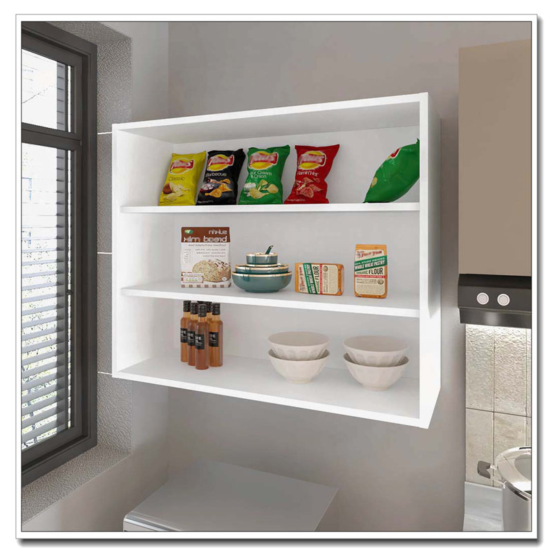 Armoire murale blanche avec rangement ouvert, Blanc