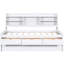 Lit simple en bois avec bibliothèques intégrées, 3 grands tiroirs de rangement et lit gigogne escamotable en étagère blanche