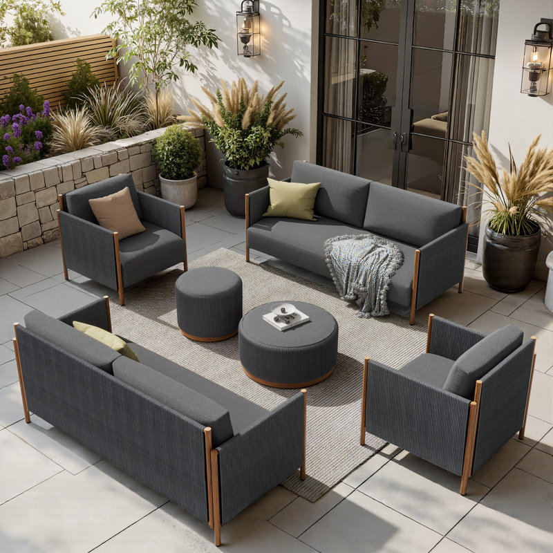Briles Aluminum 6 Piece Sofa Seating Group with Olefin Cushions