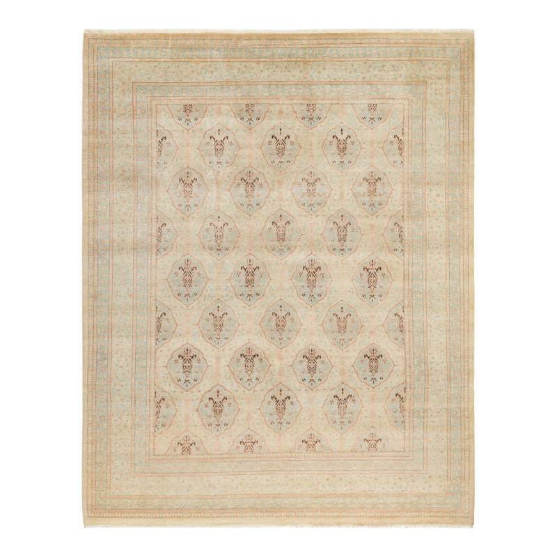 Tapis unique noué à la main Jamiir - sable, 8 pi 3 po x 10 pi 7 po