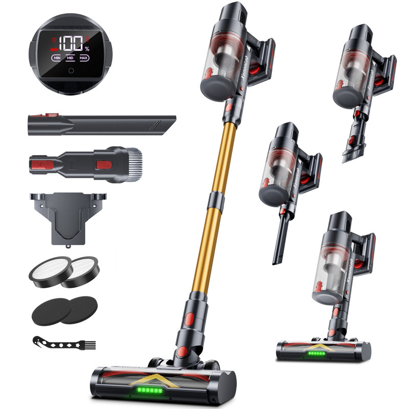 XenonLab Cordless Stick Vacuum Cleaner, 75 Mins Runtime, 48KPa/600W Strong Suction, Self-Standing, Lightweight, with Anti-Static & Anti-Tangle Brush, for Hard Floors, Carpets, Hardwood, Pet Hair