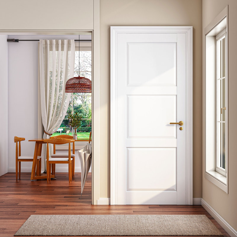 Porte intérieure en bois massif apprêté à 3 panneaux 24 po x 80 po H 24 po x 80 po, 24 po x 80 po