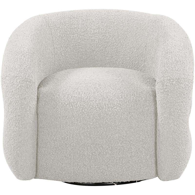 Roxbury Boucle Fabric Swivel Accent Chair, Cream Boucle Fabric