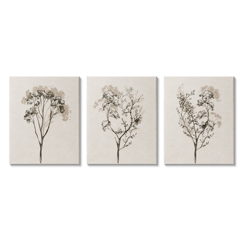«Stupell Industries Beige Cottage Cottage», ensemble de 3 toiles murales par Ros Ruseva, H 20 po x l 16 po x P 1,5 po