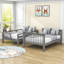 Lit superposé double en bois avec tablettes de rangement-959868611