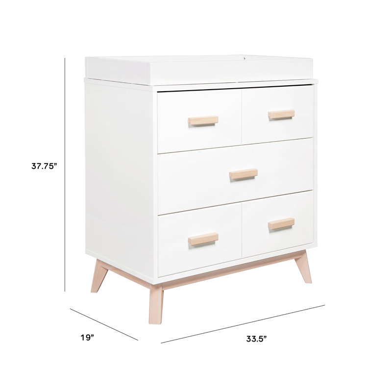 Scoot Crib And 3 Drawer Dresser, White And Washed Natural