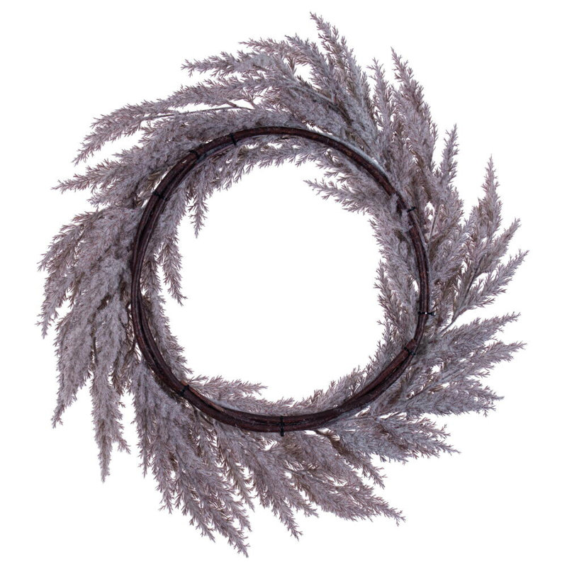 Vickerman 24" UnLit Artificial Pampas Grass Wreath., Beige