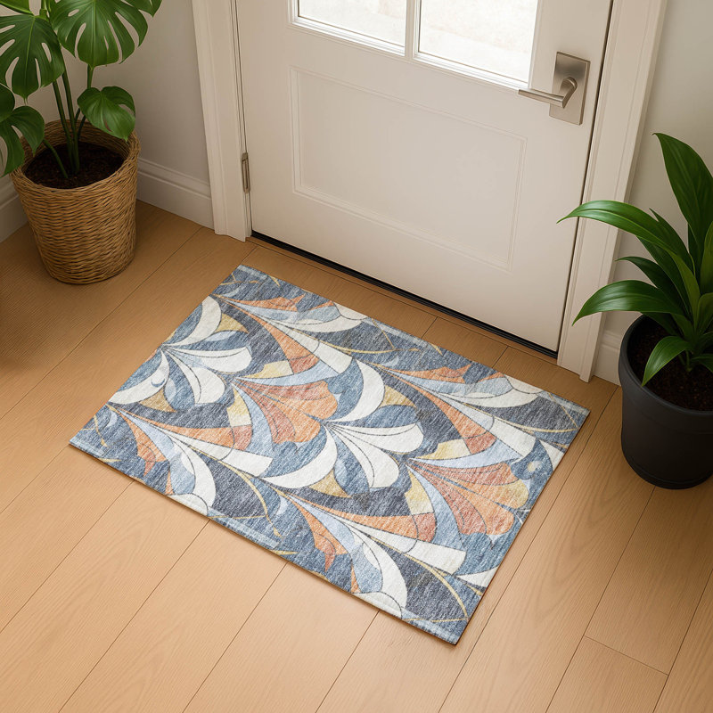 Premium Machine Washable Mayfield modern Rug, Denim, 1'8" x 2'6"