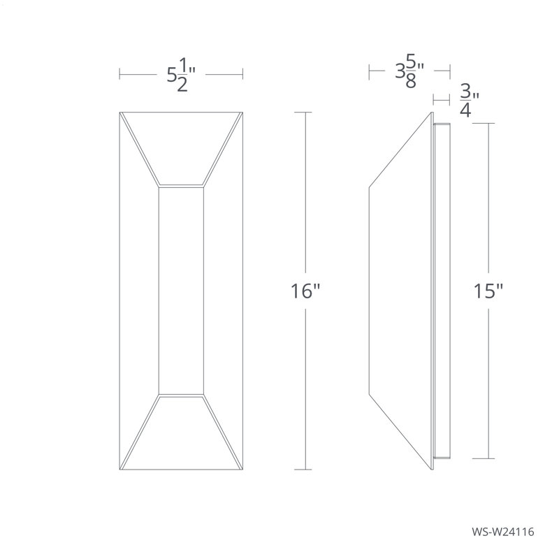 Maglev 2 - Light LED Flush Mounted Sconce, Matte Black, 3500K, 16" H x 5.5" W x 3.625" D