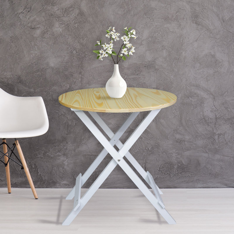 Table pliante ronde 100% bois massif sans assemblage requis