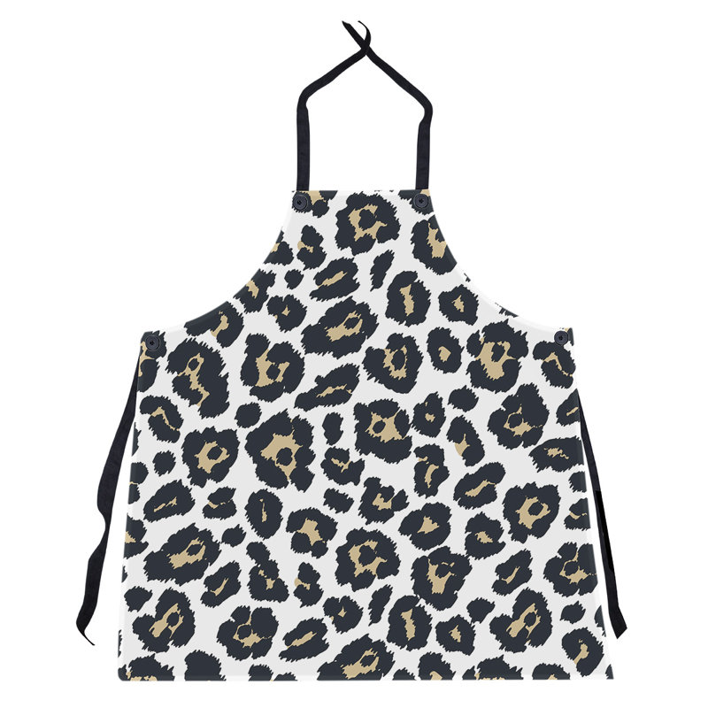 Animal Print Bib Apron, White/Black/Beige