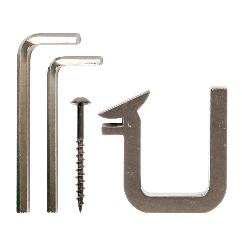 4' Ladder Rail Kit for Removable Ladder (Includes: Rail, Brackets, Rail End caps), Satin Nickel
