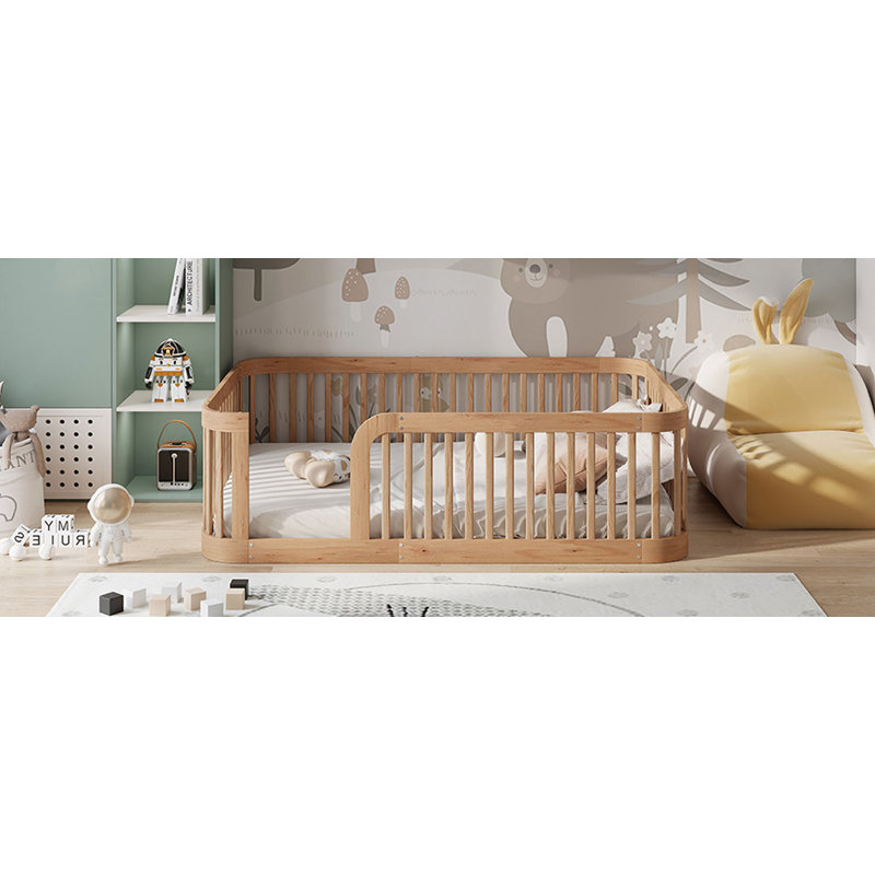 Structure de lit double en bois, Double, Natural