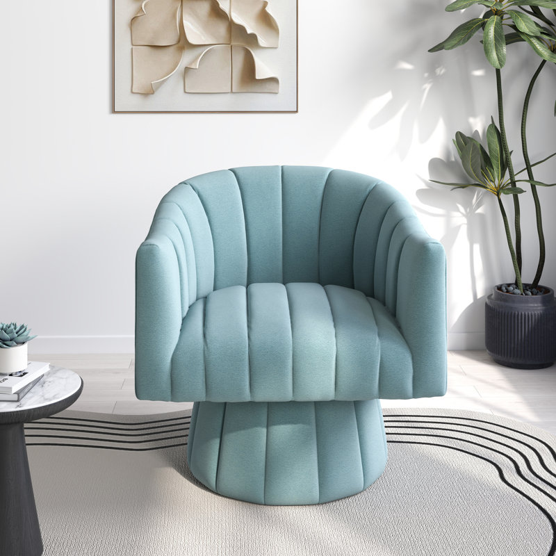Ghinita Velvet Swivel Barrel Chair, Blue Velvet
