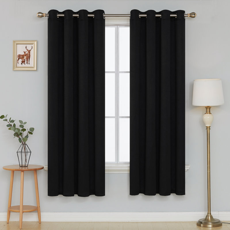 Cabrera Blackout Curtain Pair, Width 140 x Drop 183 cm, Black