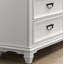 Table de chevet à 3 tiroirs en bois, blanc vieilli et gris