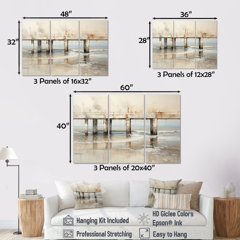 Raynor - Ensemble de décoration murale Coastal Pier, H 40 po x l 60 po x P 1 po