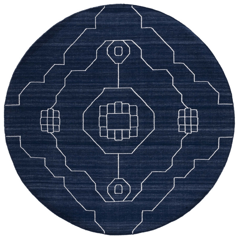 Brayden-Lee Flat Weave Polpropylene Southwestern Rug, Round 7'