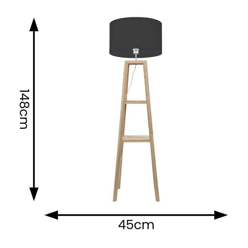 Ernstville 148cm Traditional Floor Lamp, Black