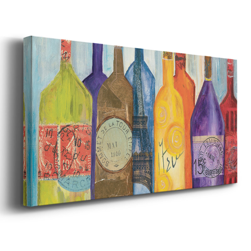 Vive La Bourgogne - Toile tendue avec châssis tendue, prête à être accrochée, H 17 po x l 33 po, Doré