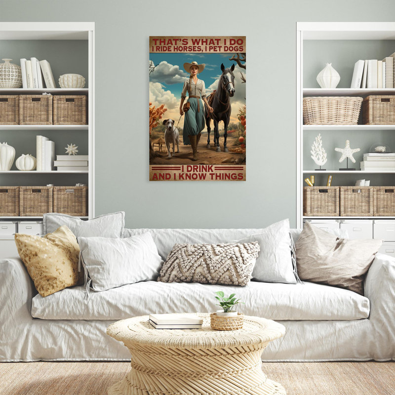 Marvic I Ride Horses I Pet Dogs I Drink, H 14 po x l 11 po x P 1,25 po