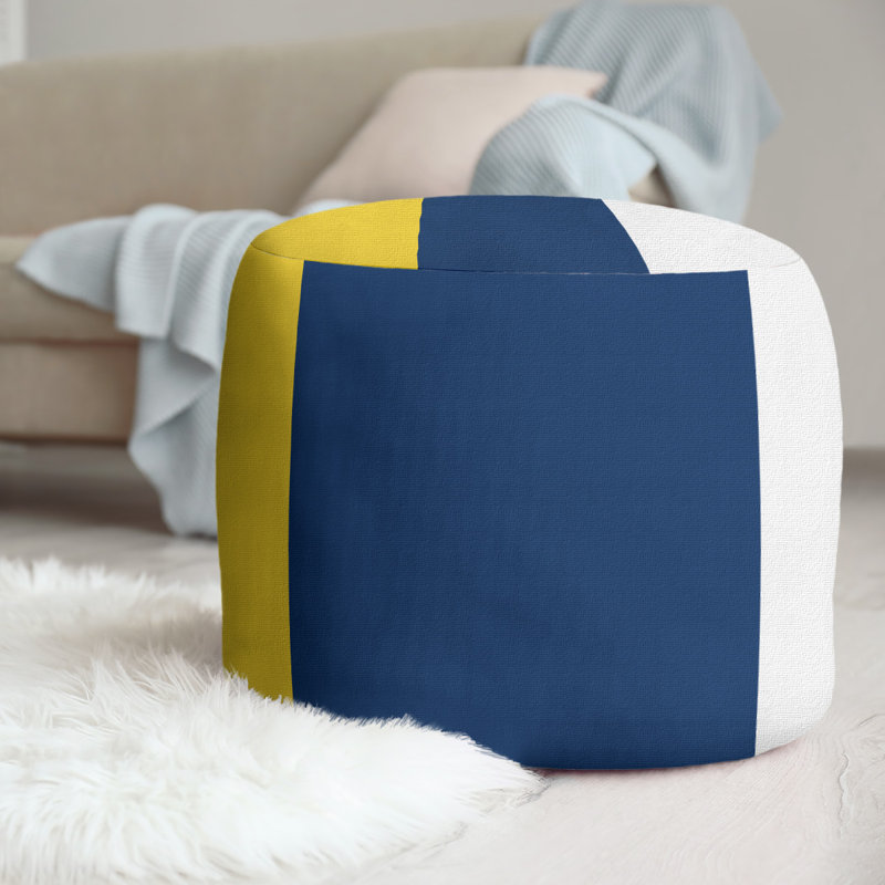 repose-pieds rond 20,5", Jaune / bleu marine / blanc