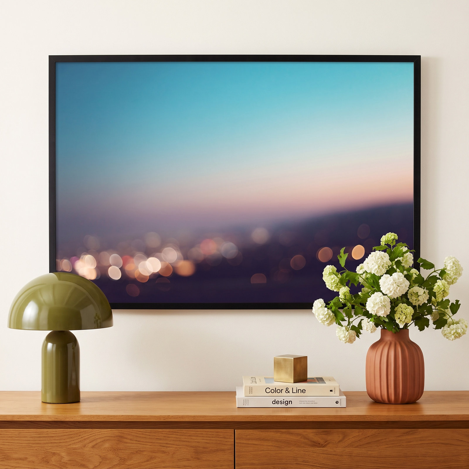 LA LA Sunset by Caroline Mint, 29.25" H x 43.25" W x 0.88" D, Black
