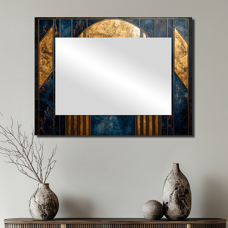 Geometric Golden Essential Forms - Miroir moderne pour décoration murale - imprimé sur métal, 24 po x 32 po