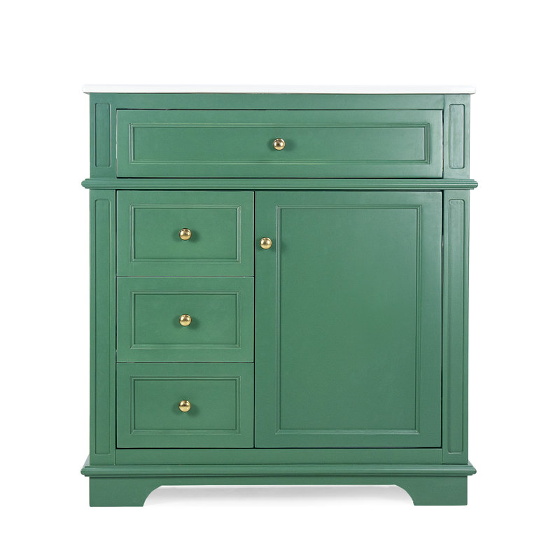 Bathroom Vanity with One Tip-out Drawer, Green