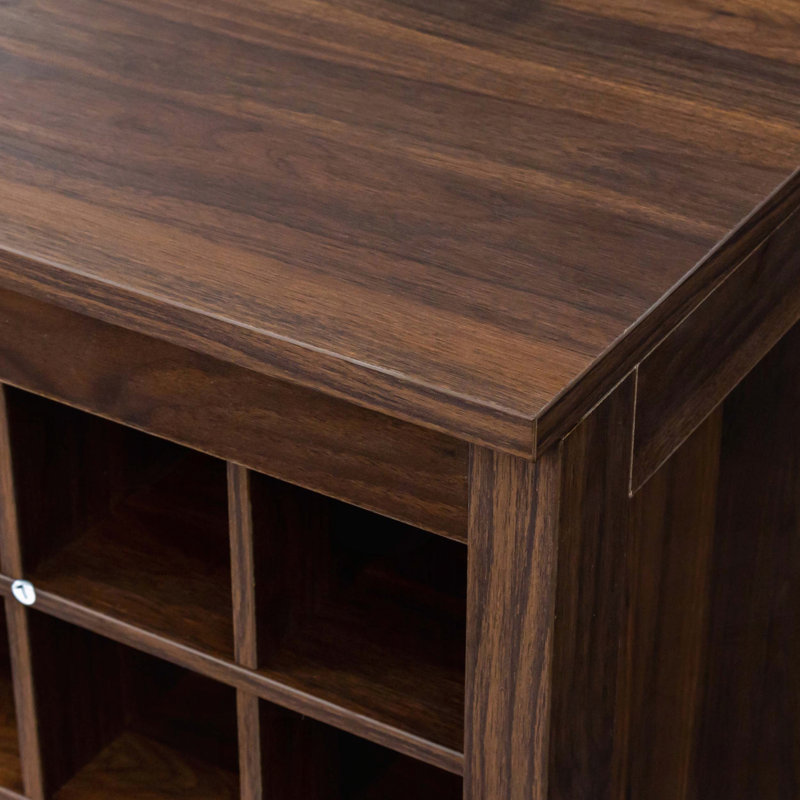 Armoire à vin modulaire avec rangement pour 32 bouteilles, Noyer brun, H 35,43 po x l 17,8 po x P 15,95 po