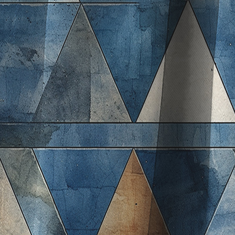 Rustic Cobalt Triangle Symphony - Rideau abstrait - Rideau géométrique occultant - 1 panneaux, L 52 po x L 84 po