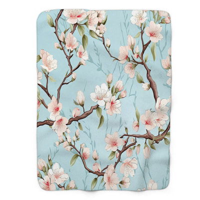 Jeté Blossom-Clad Branches - 1 pièce Sherpa Bla Premium