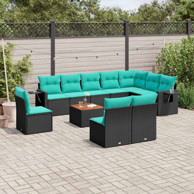 Ensemble de canapé de patio 11 pièces avec coussins en rotin de polyester